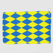 Blaue Gelbe Harlekin Karomuster Design Golfhandtuch (Horizontal)