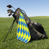 Blaue Gelbe Harlekin Karomuster Design Golfhandtuch (Gras)