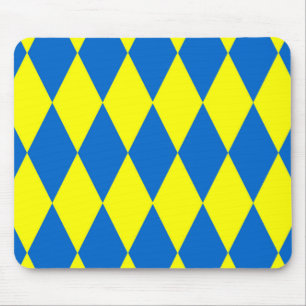 Blaue Gelbe Harlekin Karomuster Design Mousepad