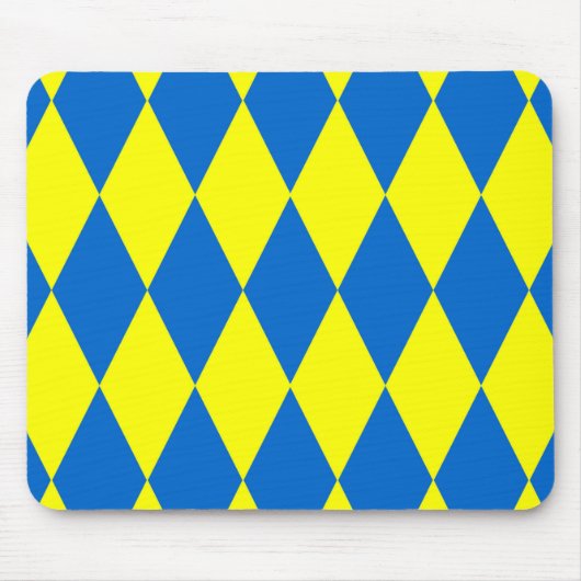 Blaue Gelbe Harlekin Karomuster Design Mousepad (Vorne)