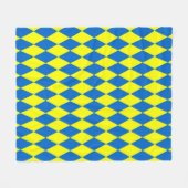 Blaue Gelbe Harlekin Karomuster Fleecedecke (Vorderseite (Horizontal))