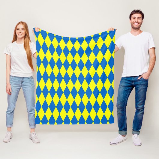 Blaue Gelbe Harlekin Karomuster Fleecedecke