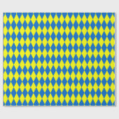 Blaue Gelbe Harlekin Karomuster  Geschenkpapier (Flach)