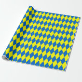Blaue Gelbe Harlekin Karomuster  Geschenkpapier (Ungerollt)
