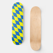Blaue Gelbe Harlekin Karomuster  Skateboard (Vorderseite)