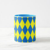 Blaue Gelbe Harlekin Karomuster Tasse (Zentrum)