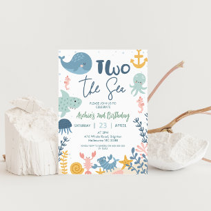 Blaue, gelbe Jungs zwei das Meer zum Geburtstag Einladung