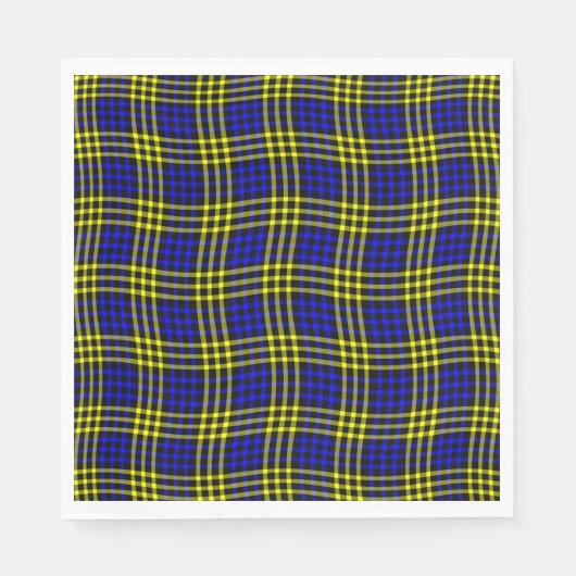 Blaue Gelbe Karierte Karo Nahtlose Muster Serviette (Vorderseite)