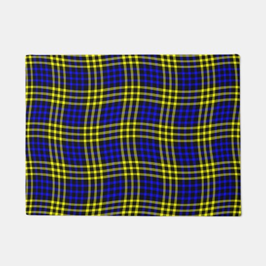 Blaue Gelbe Karierte Nahtlose Muster Fußmatte (Vorderseite)