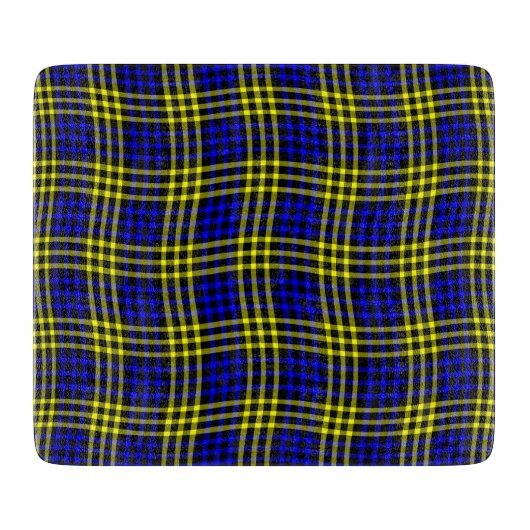 Blaue Gelbe Karierte Nahtlose Muster Schneidebrett (Vorderseite)