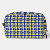 Blaue gelbe Karo-Argyle-Muster-Kulturtasche Waschbeutel (Vorderseite)