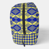 Blaue gelbe Karo-Argyle-Muster-Kulturtasche Waschbeutel (Rechts)