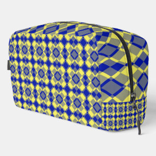 Blaue gelbe Karo-Argyle-Muster-Kulturtasche Waschbeutel