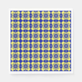 Blaue gelbe Karo-Argyle-Muster-Papier-Serviette Serviette