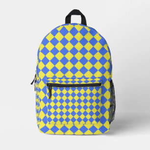 Blaue Gelbe Karo-Diamant-Muster Bedruckter Rucksack