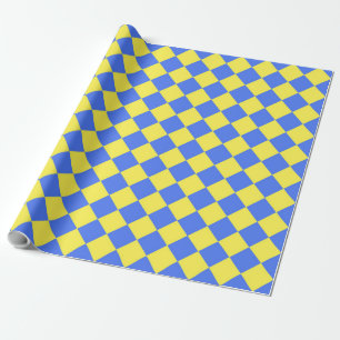 Blaue Gelbe Karo-Diamant-Muster Geschenkpapier