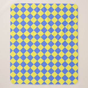 Blaue Gelbe Karo Diamant Muster Sherpadecke