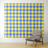Blaue Gelbe Karo-Diamant-Muster  Wandteppich (Beispiel (Horizontal))