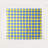 Blaue Gelbe Karo-Diamant-Muster  Wandteppich (Vorderseite (Horizontal))