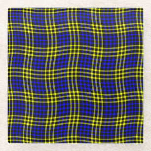 Blaue Gelbe Karo Gitter Nahtloses Muster Glasuntersetzer
