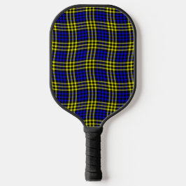Blaue Gelbe Karo Gitter Nahtloses Muster Pickleball Schläger