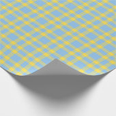 Blaue Gelbe Karo-Muster Geschenkpapier (Ecke)