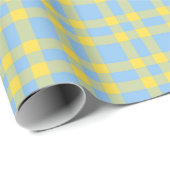 Blaue Gelbe Karo-Muster Geschenkpapier (Rolleneckpunkt)