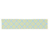 Blaue Gelbe Karo-Muster Kurzer Tischläufer (Horizontal)