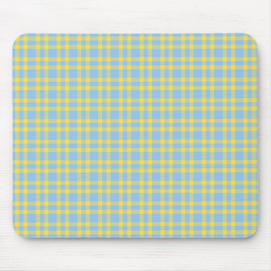 Blaue Gelbe Karo-Muster Mousepad (Vorne)