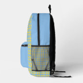 Blaue Gelbe Karomuster Bedruckter Rucksack (Rechts)