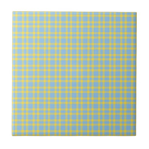 Blaue Gelbe Karomuster Fliese