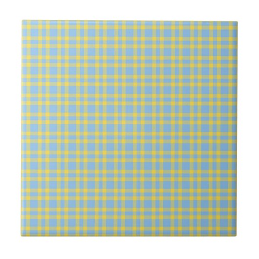 Blaue Gelbe Karomuster Fliese (Vorderseite)