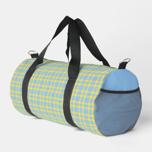 Blaue Gelbe Karomuster Klein Duffle Bag (Rechte Ecke)