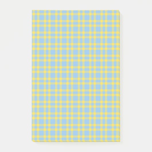 Blaue Gelbe Karomuster Post-it Klebezettel (Vorderseite)