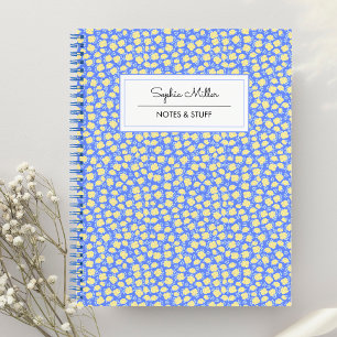 Blaue gelbe Koketten-Blumen-Personalisierte-Spiral Notizblock