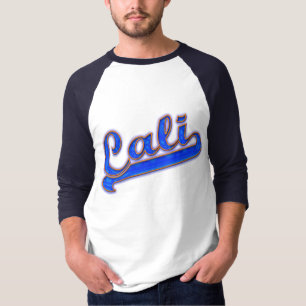 Blaue Gelbe Kontur-T - Shirt für das Cali Logo
