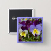 blaue gelbe lila Violas 7a Button (Vorne & Hinten)
