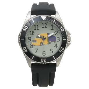 Blaue gelbe LKW-Sattelzug-Gewohnheits-Uhren Armbanduhr