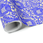 Blaue gelbe mittelalterliche Einzigartigkeit Blume Geschenkpapier (Rolleneckpunkt)