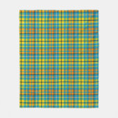 Blaue Gelbe Orange Karierte Tartan-Design  Fleecedecke (Vorderseite)