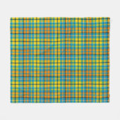 Blaue Gelbe Orange Karierte Tartan-Design  Fleecedecke (Vorderseite (Horizontal))