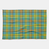 Blaue Gelbe Orange Karierte Tartan-Design Geschirrtuch (Horizontal)