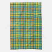 Blaue Gelbe Orange Karierte Tartan-Design Geschirrtuch (Vertikal)