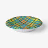 Blaue Gelbe Orange Karierte Tartan-Design Pappteller (Gewinkelt)
