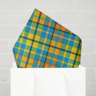 Blaue Gelbe Orange Karierte Tartan-Design Seidenpapier