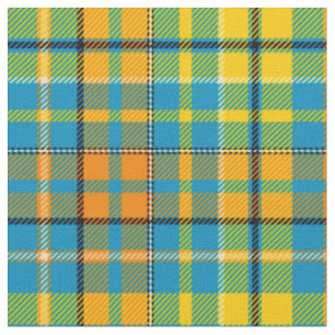 Blaue Gelbe Orange Karierte Tartan-Design Stoff