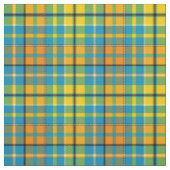 Blaue Gelbe Orange Karierte Tartan-Design Stoff (Muster)