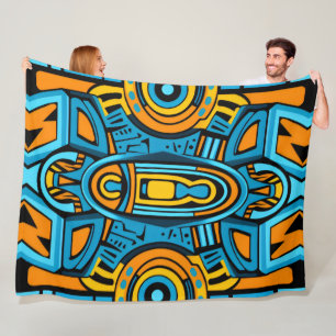 Blaue gelbe orange Spiegel Kritzeleien Fleecedecke