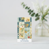 Blaue Gelbe Patchwork-Quilt-Handmade-Kleidung Visitenkarte (Stehend Vorderseite)