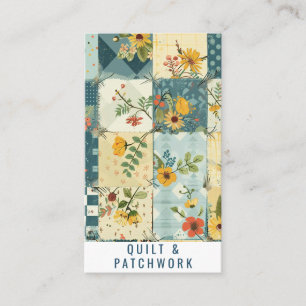 Blaue Gelbe Patchwork-Quilt-Handmade-Kleidung  Visitenkarte